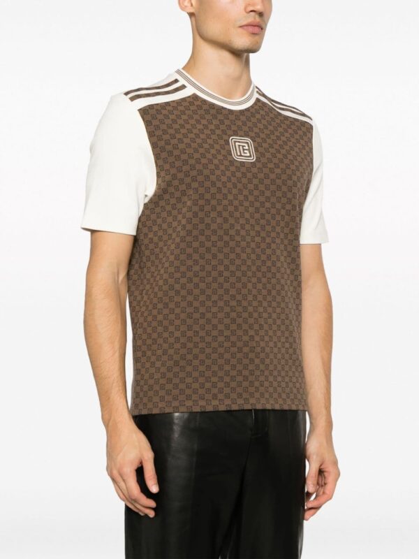 Balmain  monogram-pattern stretch-cotton T-shirt - Image 3