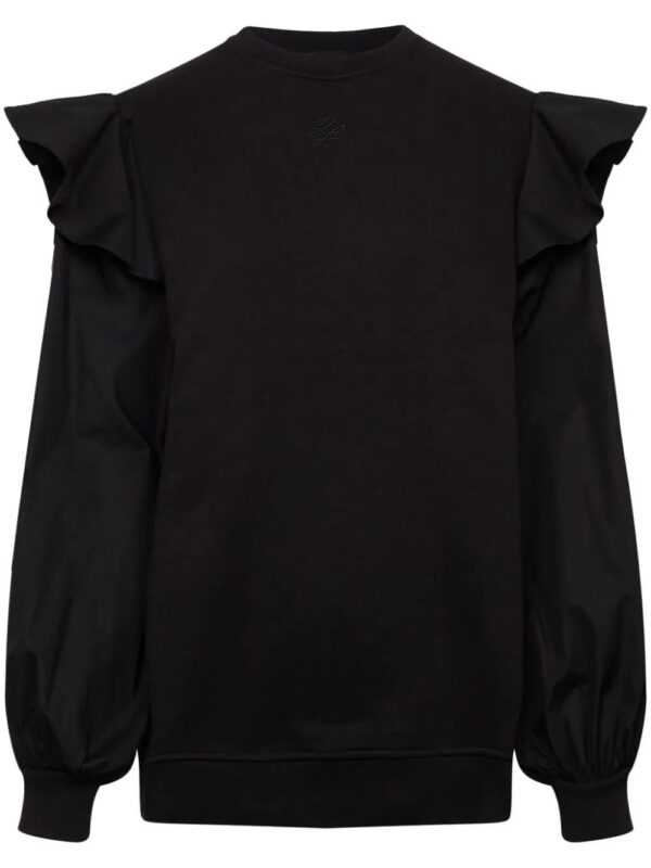 Karl Lagerfeld  logo-embroidered ruffle-detailing sweatshirt