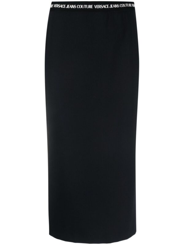 Versace Jeans Couture  logo-waistband straight midi skirt