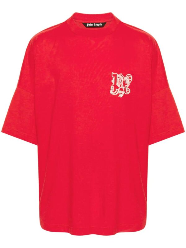 Palm Angels  dragon-monogram cotton T-shirt