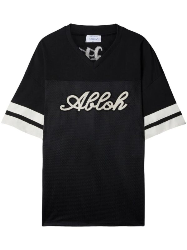 Off-White  logo-embroidered V-neck T-shirt