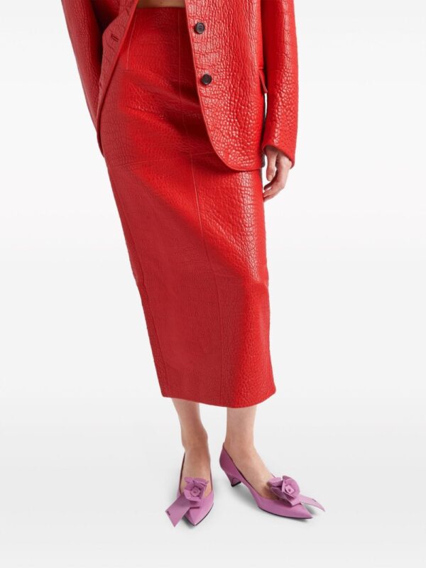 Prada  nappa-leather midi skirt - Image 4