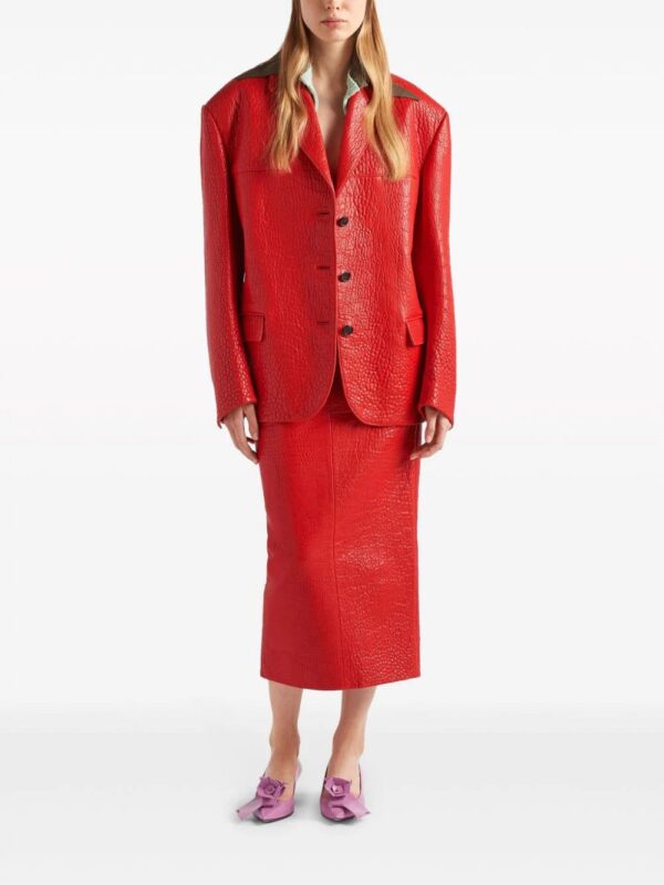 Prada  nappa-leather midi skirt - Image 2