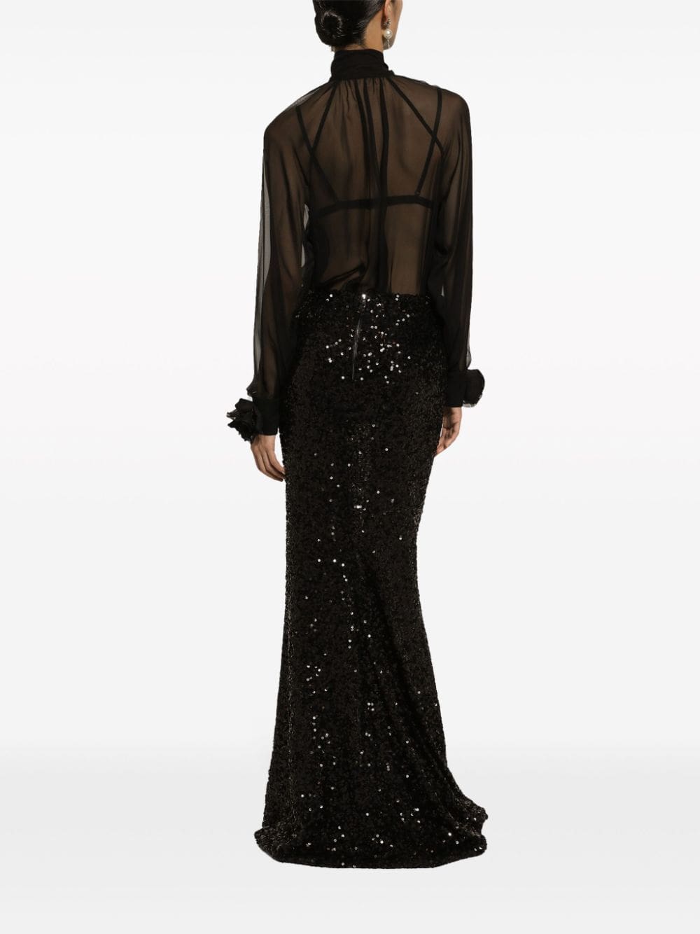 Dolce & Gabbana floral-appliqué sheer shirt - Image 4