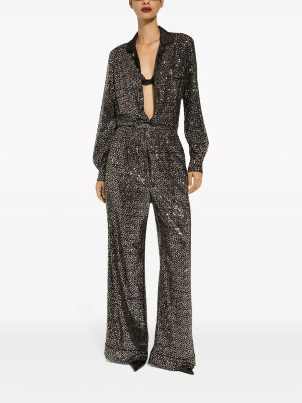 Dolce & Gabbana  satin-collar sequin-embellished shirt - Image 2