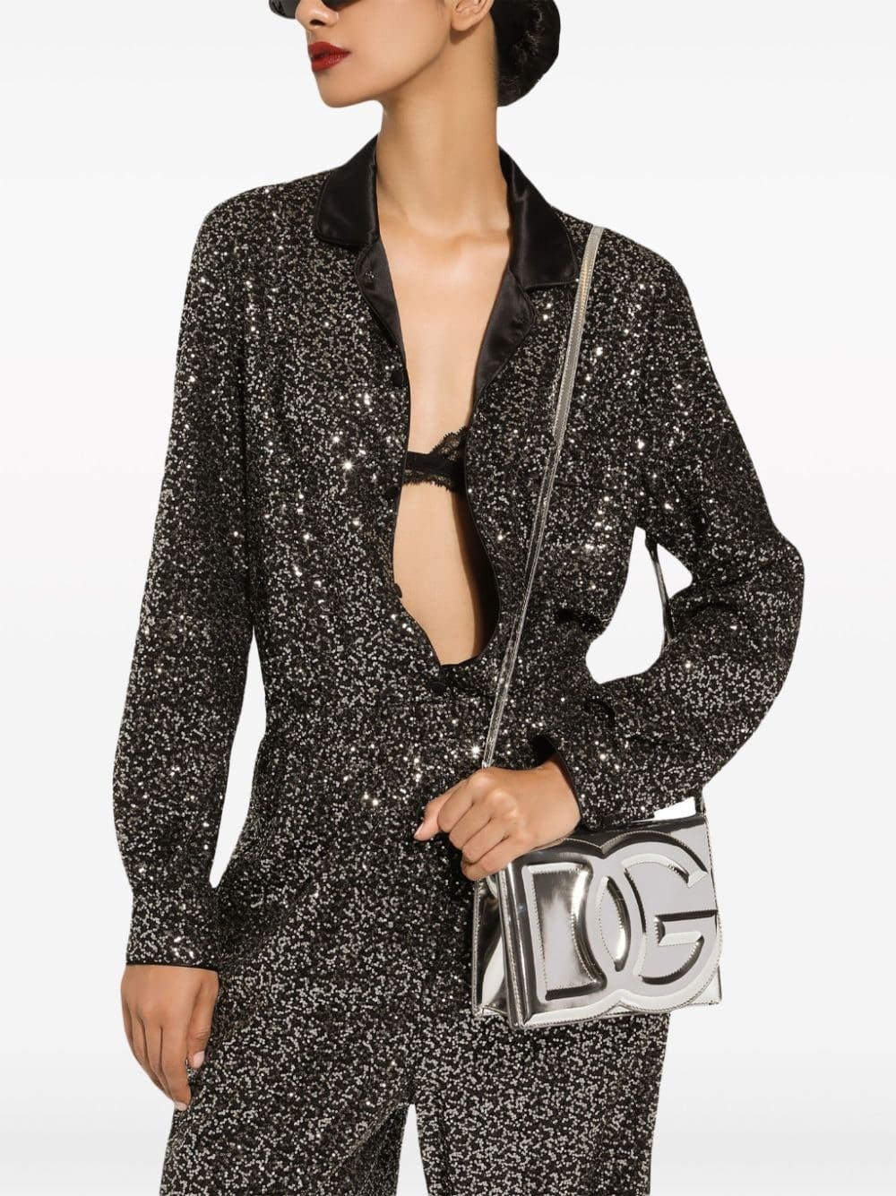 Dolce & Gabbana satin-collar sequin-embellished shirt - Image 5