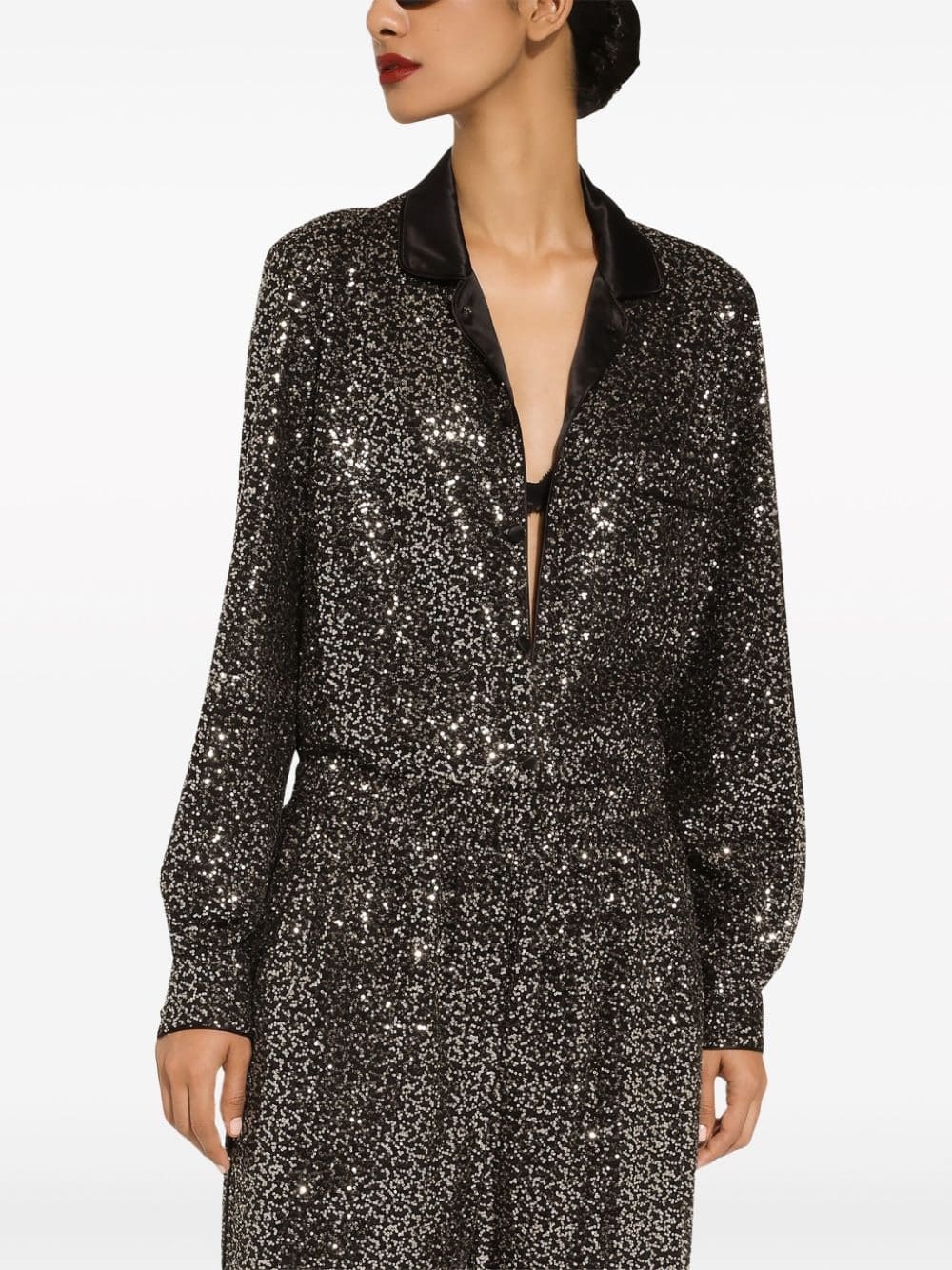Dolce & Gabbana satin-collar sequin-embellished shirt - Image 3