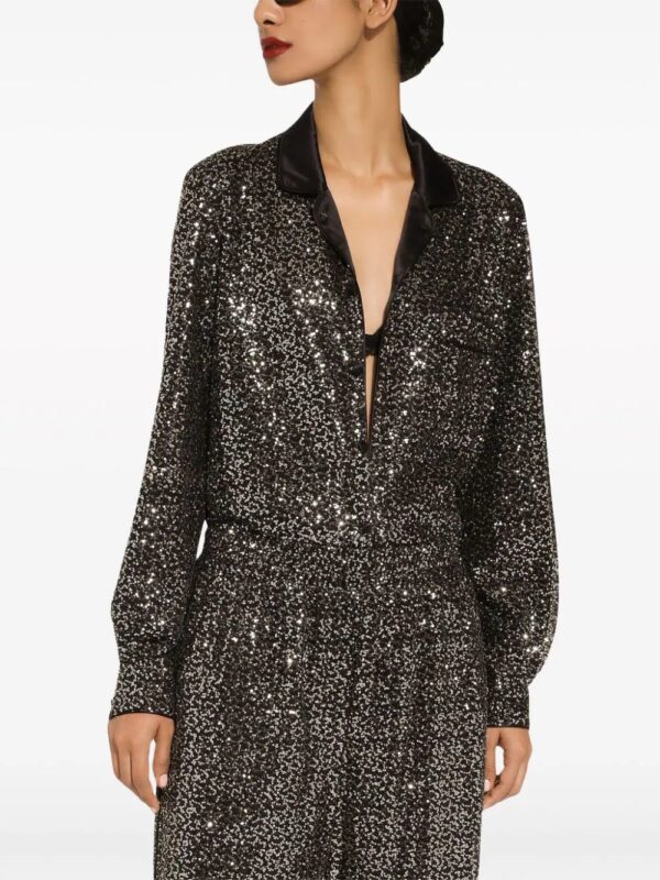 Dolce & Gabbana  satin-collar sequin-embellished shirt - Image 3