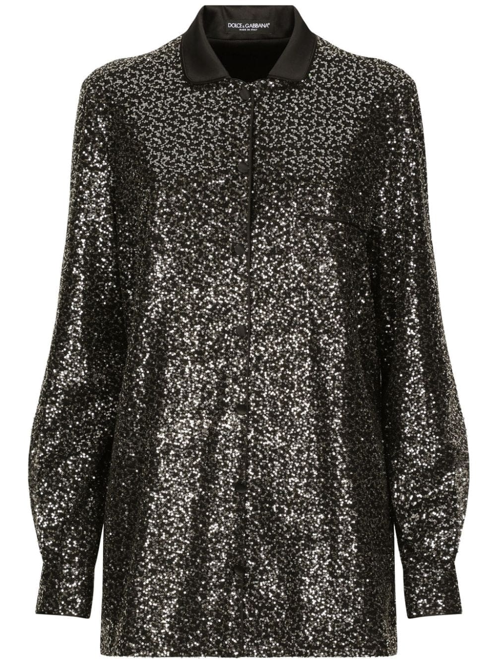 Dolce & Gabbana satin-collar sequin-embellished shirt