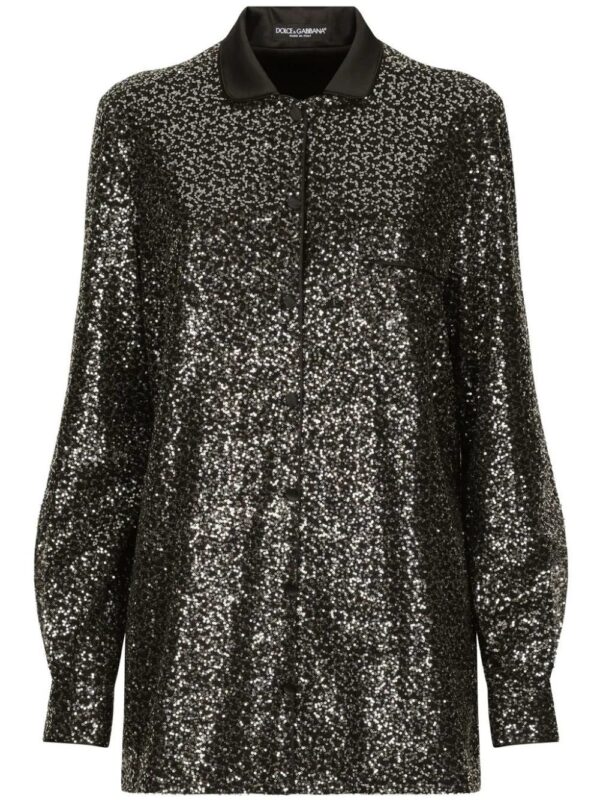 Dolce & Gabbana  satin-collar sequin-embellished shirt