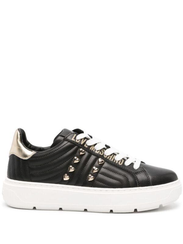 Love Moschino heart-stud quilted leather sneakers