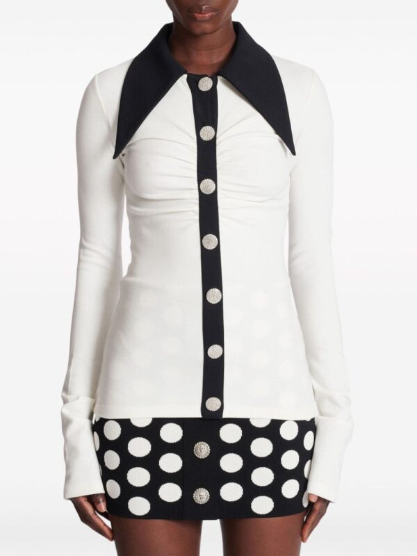 Balmain rhinestone-button long-sleeve shirt - Image 5