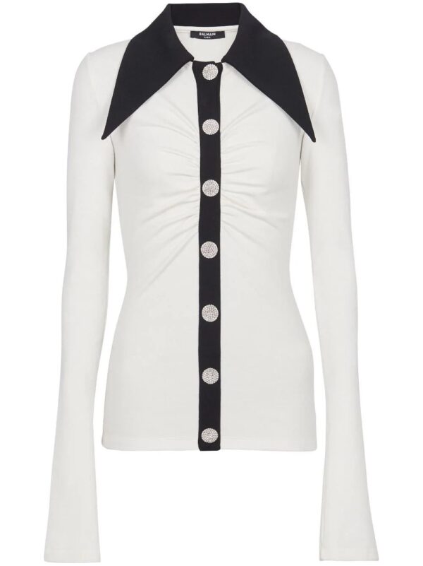 Balmain  rhinestone-button long-sleeve shirt