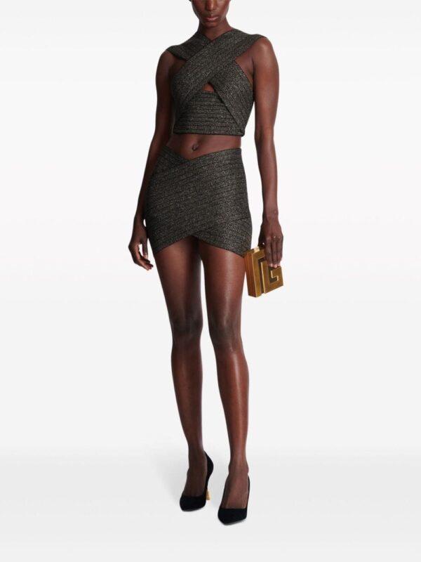 Balmain striped crossover-straps crop top - Image 2