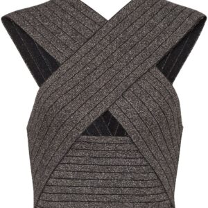 Balmain striped crossover-straps crop top