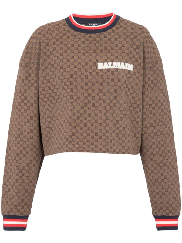 Balmain logo-embroidered cotton-blend sweatshirt