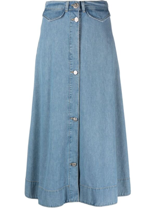 MOSCHINO JEANS  A-line buttoned denim skirt