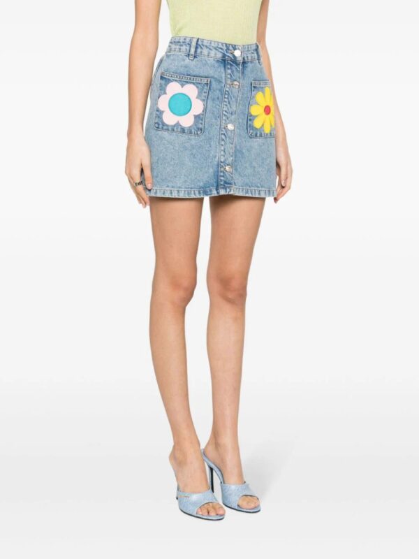 MOSCHINO JEANS  floral-patches denim miniskirt - Image 3