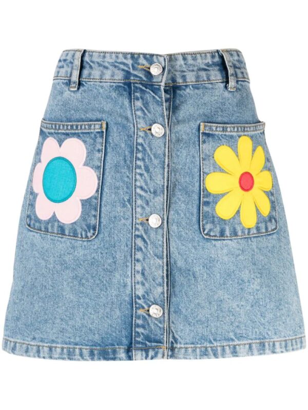 MOSCHINO JEANS  floral-patches denim miniskirt