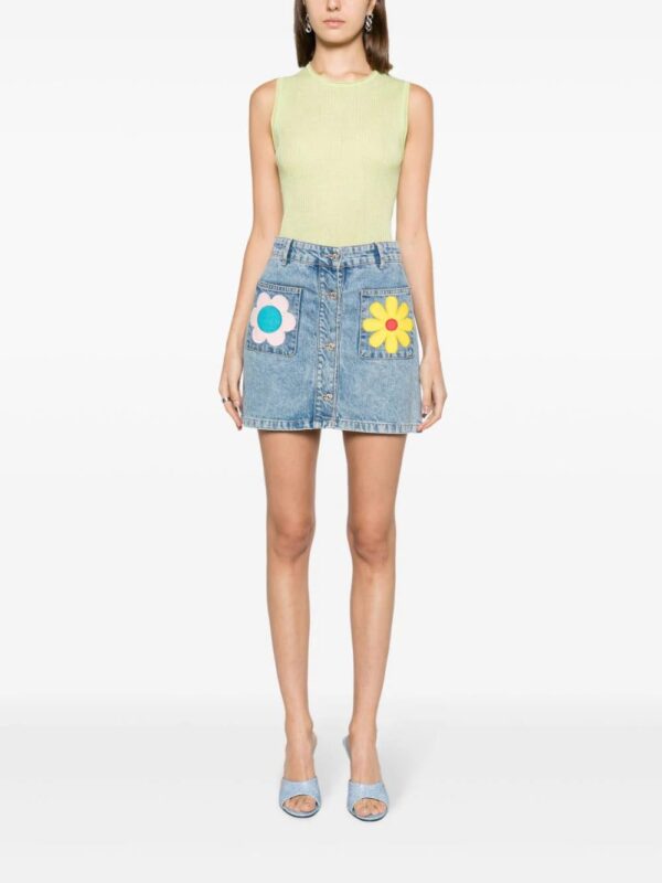 MOSCHINO JEANS  floral-patches denim miniskirt - Image 2