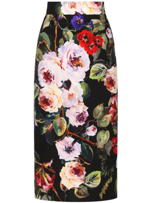 Dolce & Gabbana  floral-print charmeuse pencil skirt