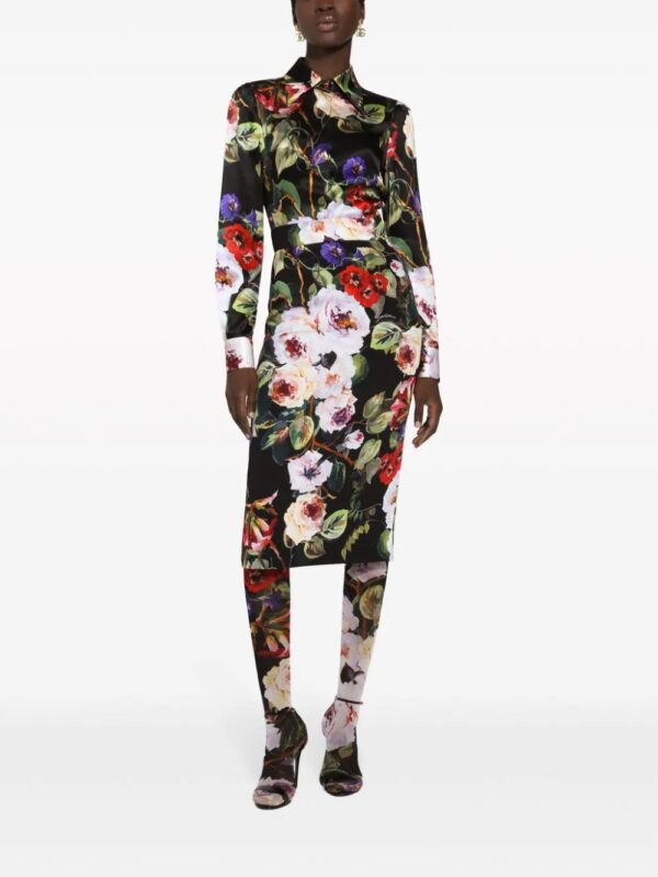 Dolce & Gabbana  floral-print charmeuse pencil skirt - Image 3