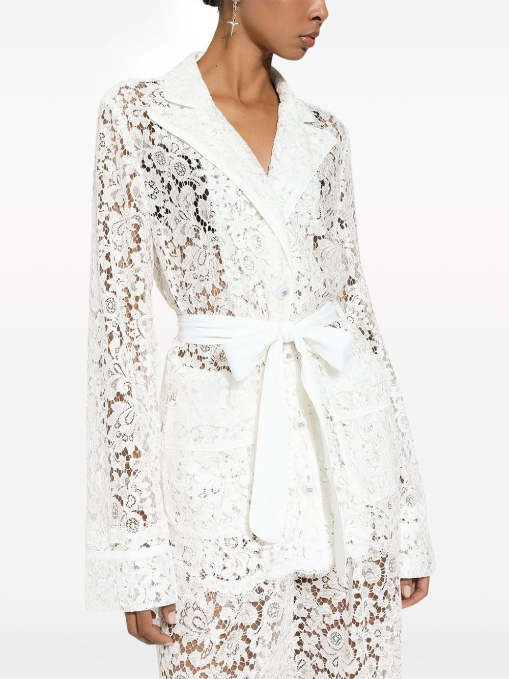 Dolce & Gabbana floral-lace belted shirt - Image 5