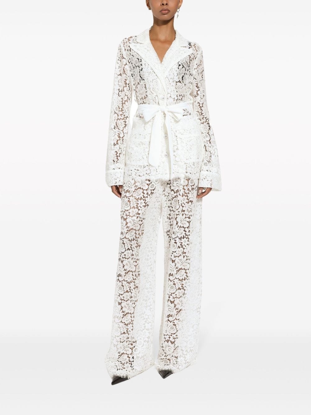 Dolce & Gabbana floral-lace belted shirt - Image 3