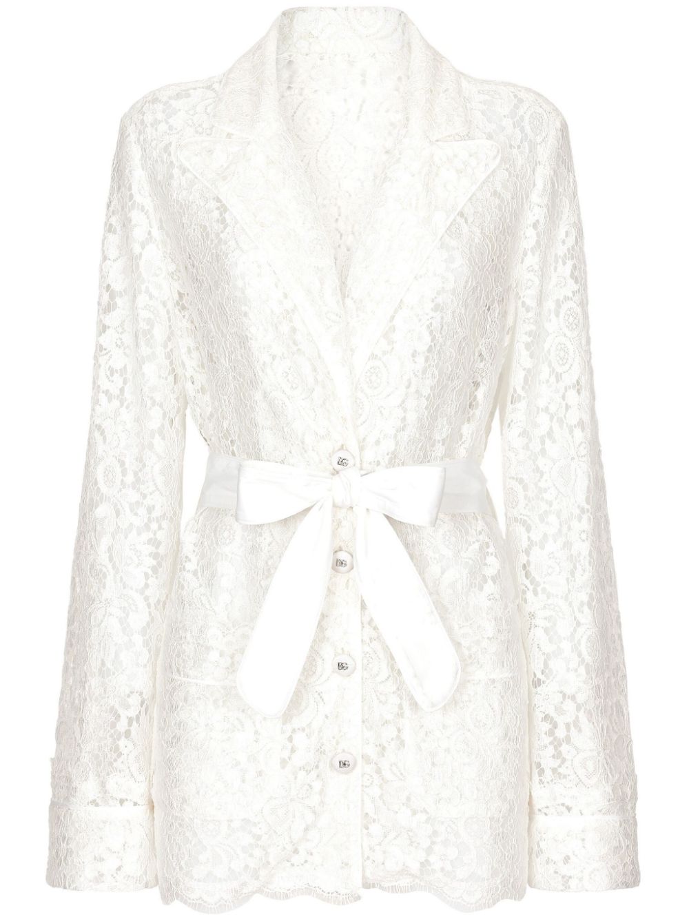 Dolce & Gabbana floral-lace belted shirt