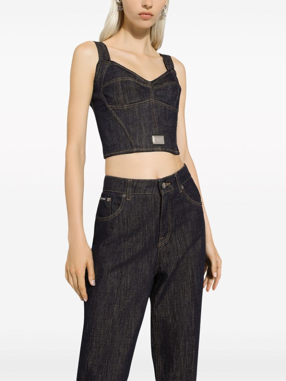 Dolce & Gabbana logo-appliqué cotton-blend top - Image 3