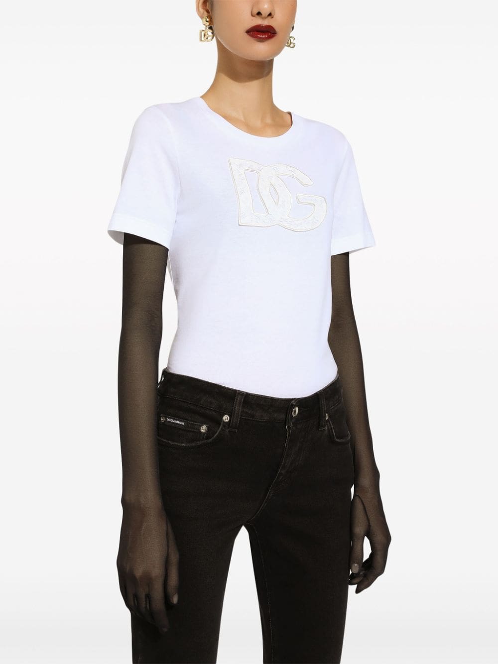Dolce & Gabbana logo-patch cotton T-shirt - Image 3
