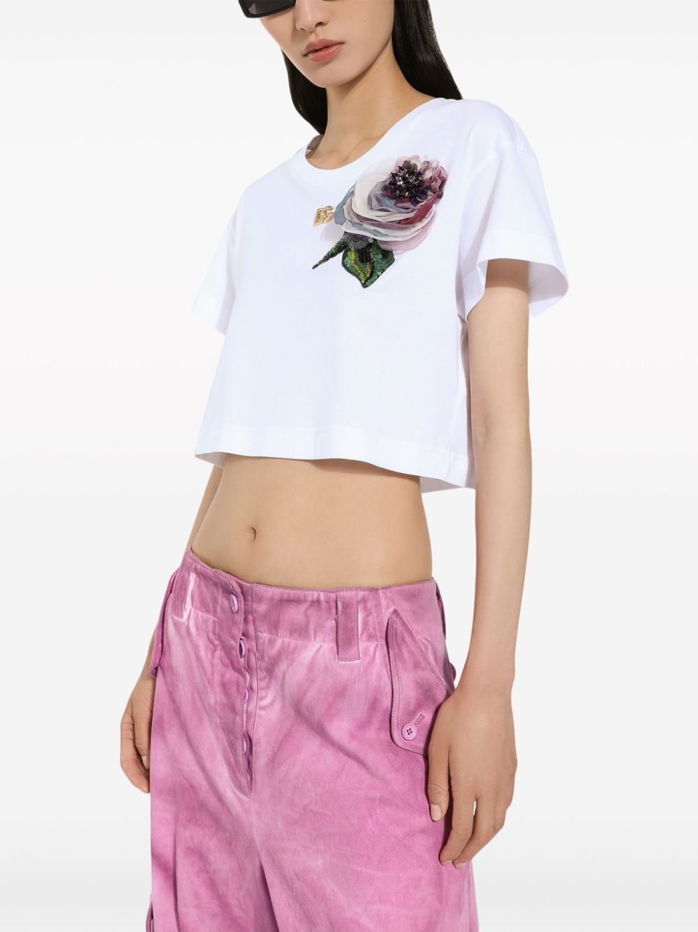 Dolce & Gabbana flower-detailing cotton T-shirt - Image 5