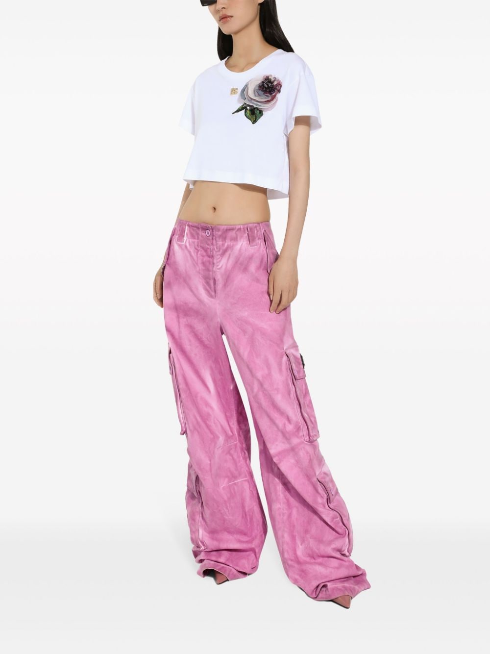 Dolce & Gabbana flower-detailing cotton T-shirt - Image 3