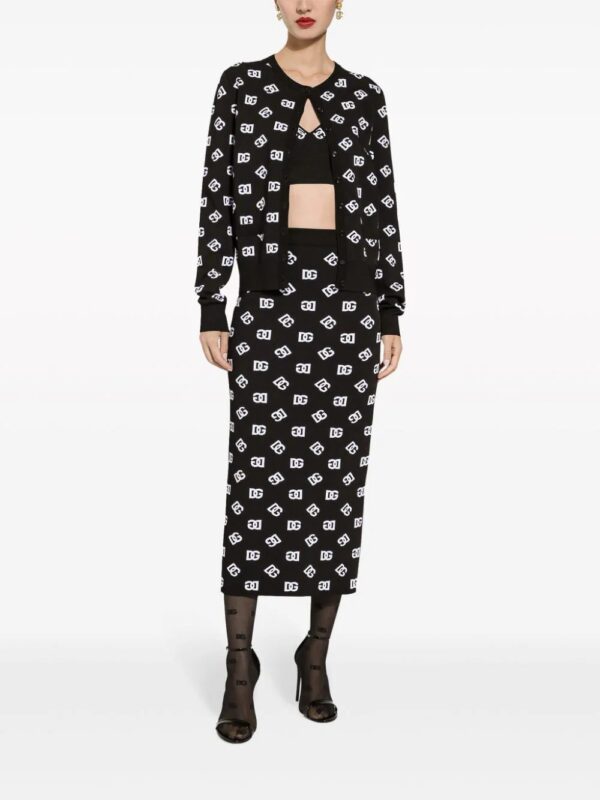 Dolce & Gabbana  logo-jacquard knitted midi skirt - Image 3