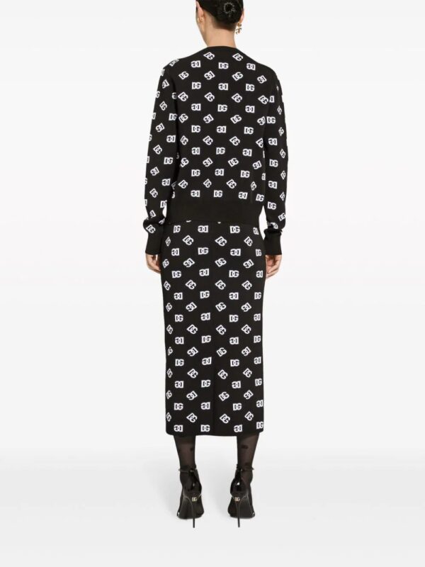 Dolce & Gabbana  logo-jacquard knitted midi skirt - Image 4