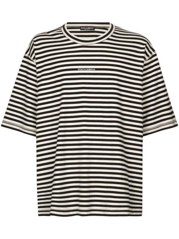 Dolce & Gabbana  logo-embroidered striped T-shirt