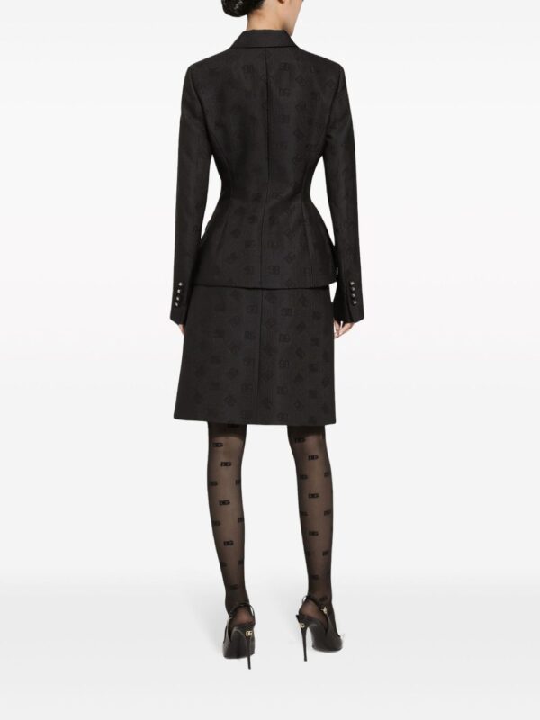 Dolce & Gabbana  monogram-jacquard straight midi skirt - Image 4