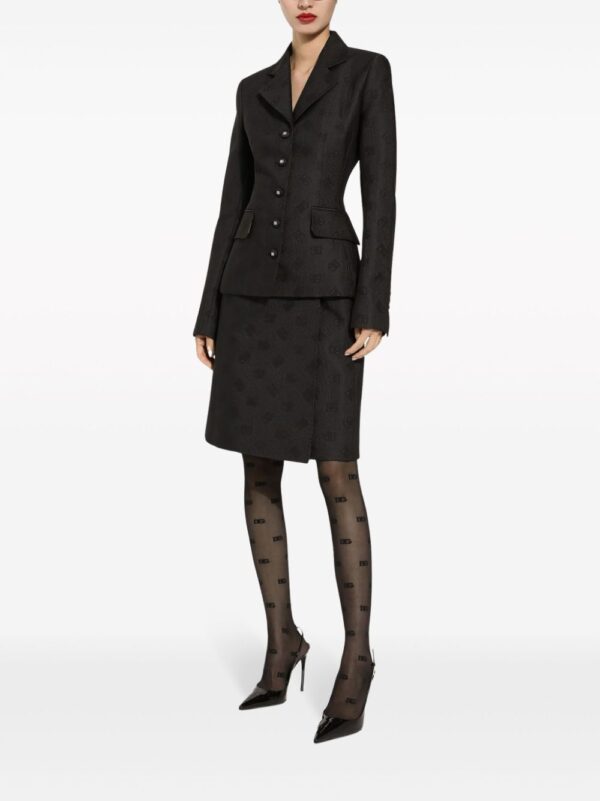 Dolce & Gabbana  monogram-jacquard straight midi skirt - Image 3