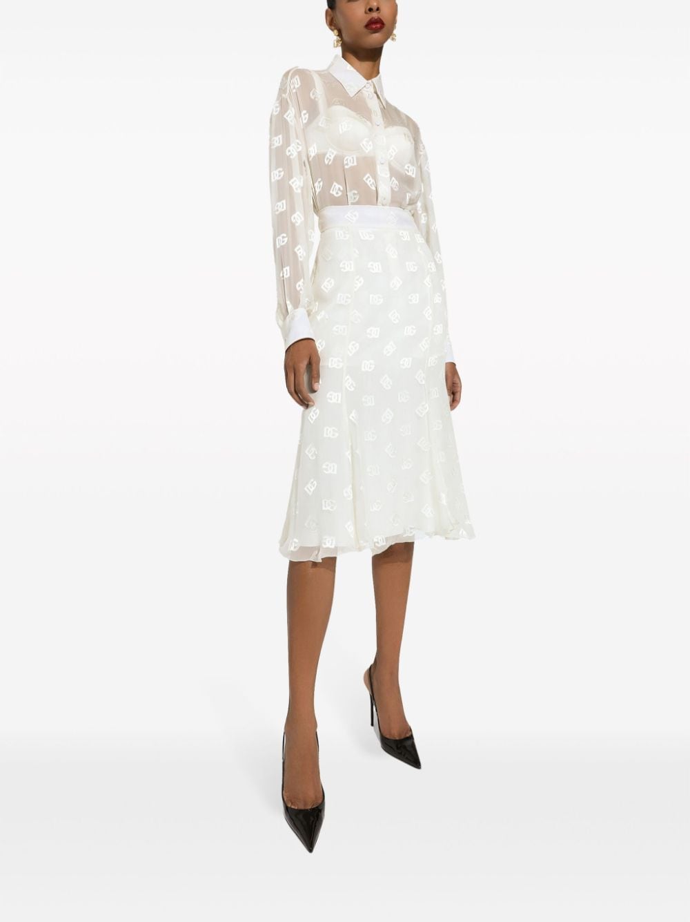 Dolce & Gabbana monogram-jacquard semi-sheered shirt - Image 2