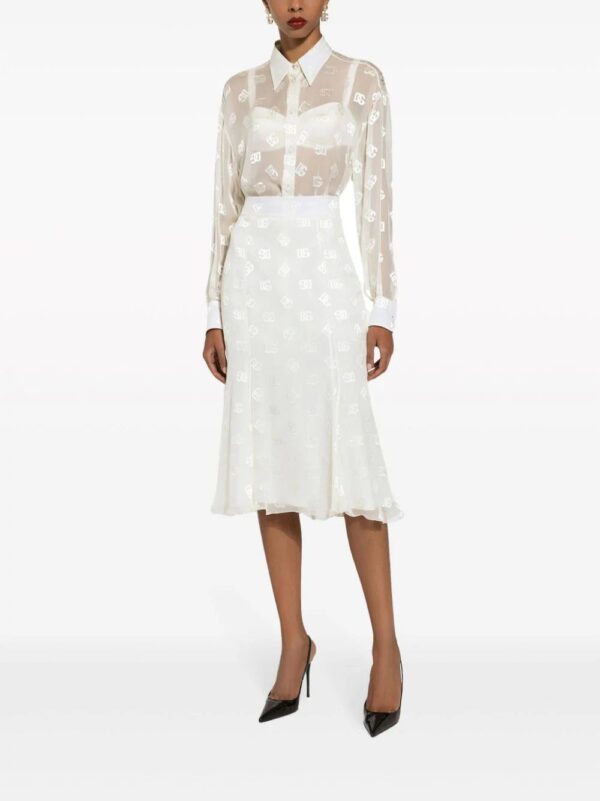 Dolce & Gabbana  monogram-jacquard semi-sheered shirt - Image 3