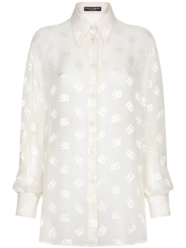 Dolce & Gabbana  monogram-jacquard semi-sheered shirt