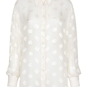 Dolce & Gabbana monogram-jacquard semi-sheered shirt