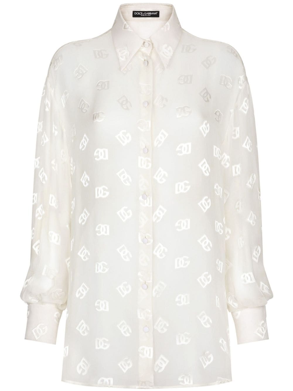 Dolce & Gabbana monogram-jacquard semi-sheered shirt