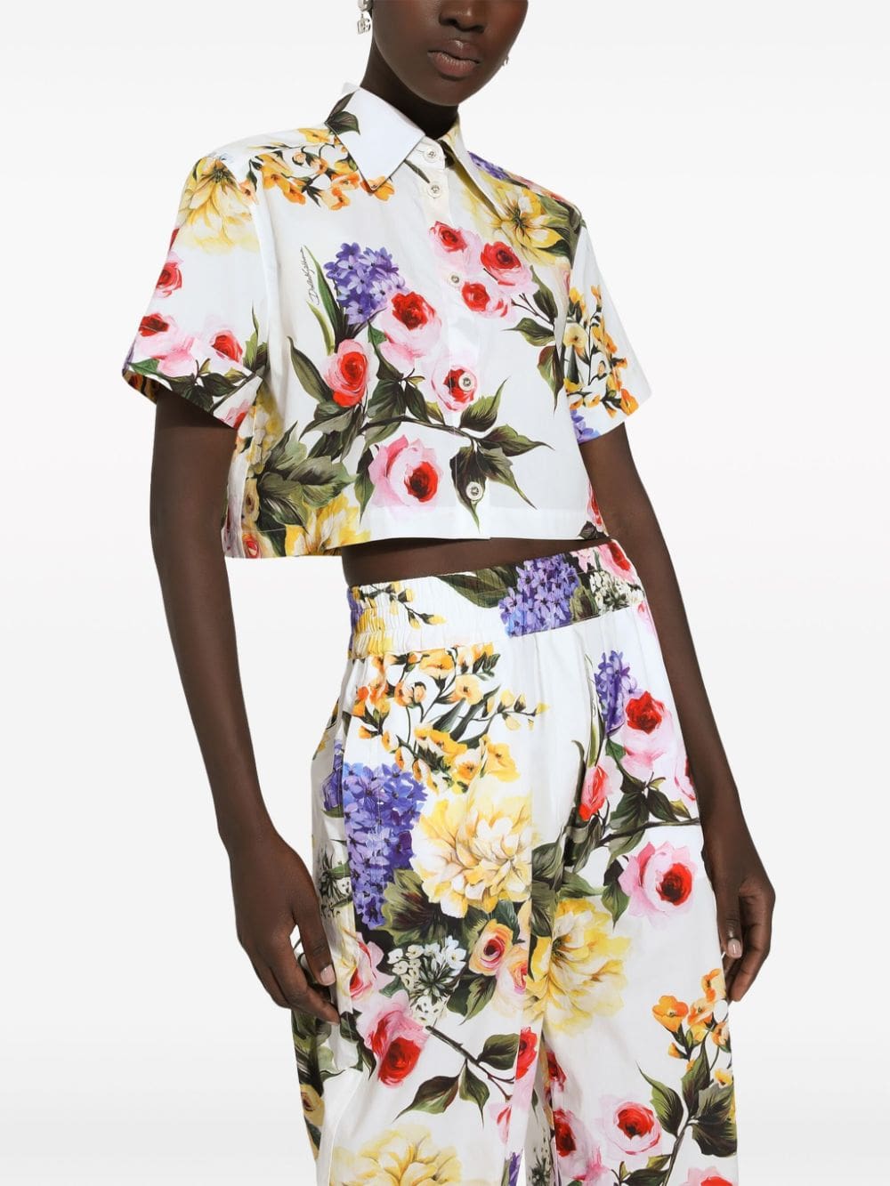 Dolce & Gabbana floral-print cotton cropped shirt - Image 5