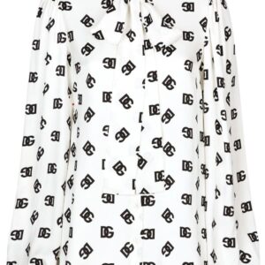 Dolce & Gabbana logo-print attached-scarf shirt