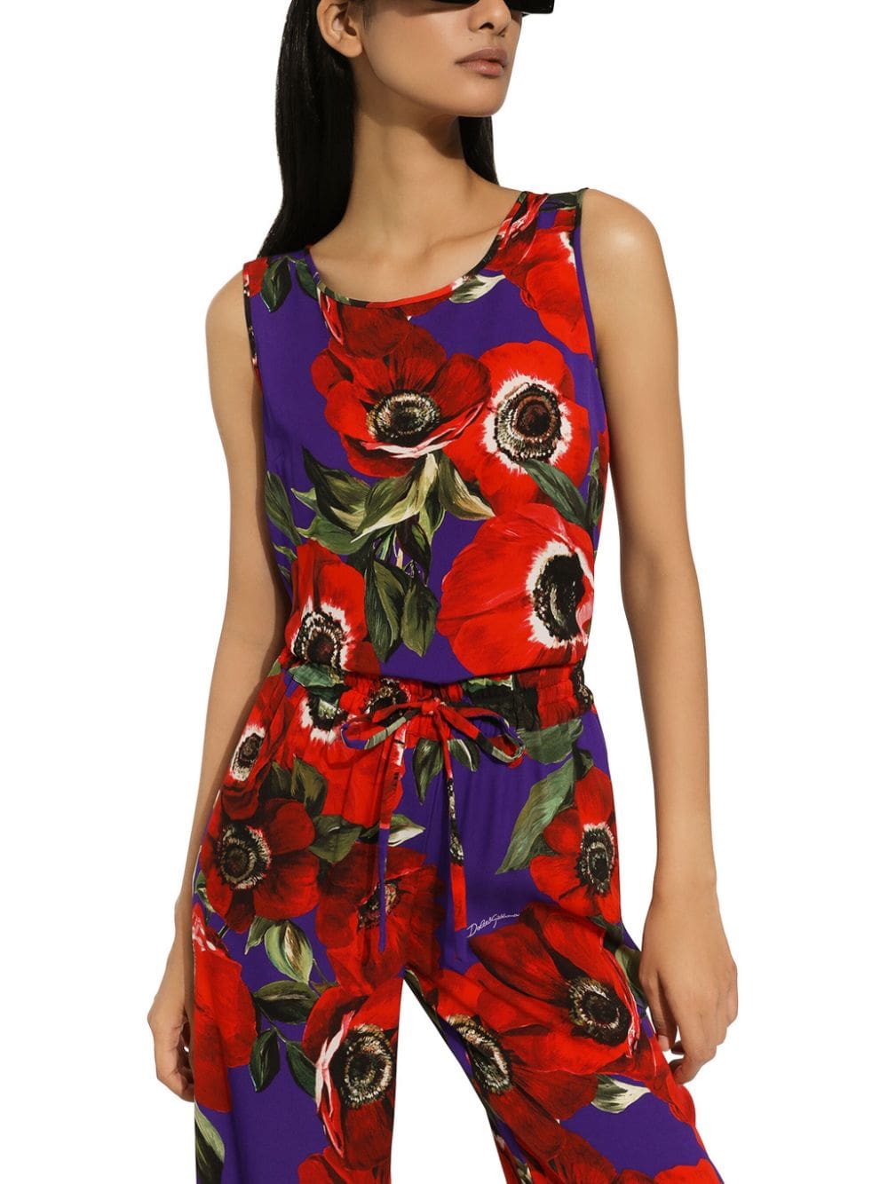 Dolce & Gabbana poppy-print round-neck tank top - Image 3