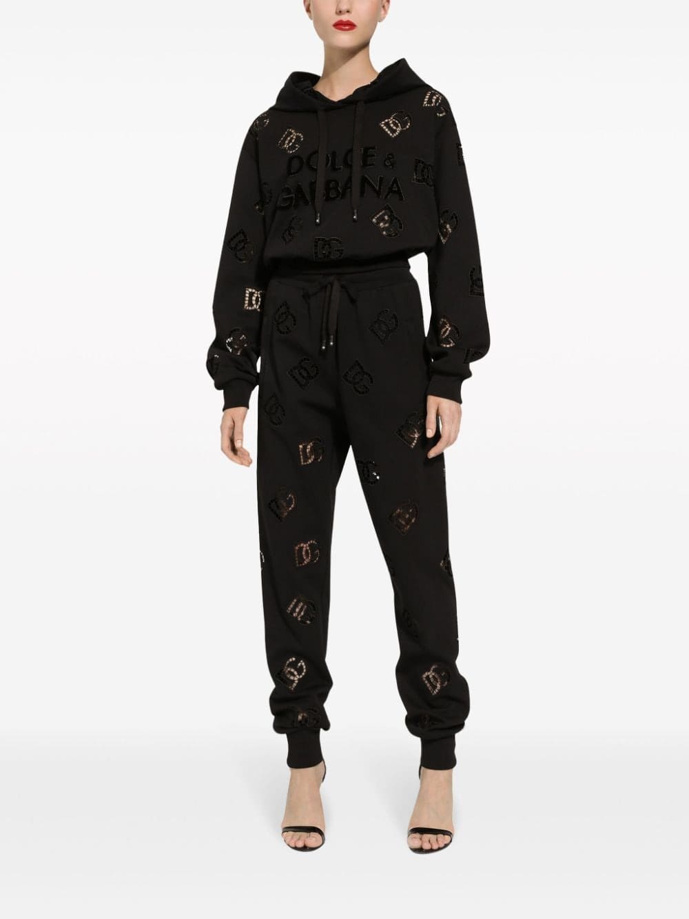 Dolce & Gabbana logo-perforated cotton-blend hoodie - Image 3