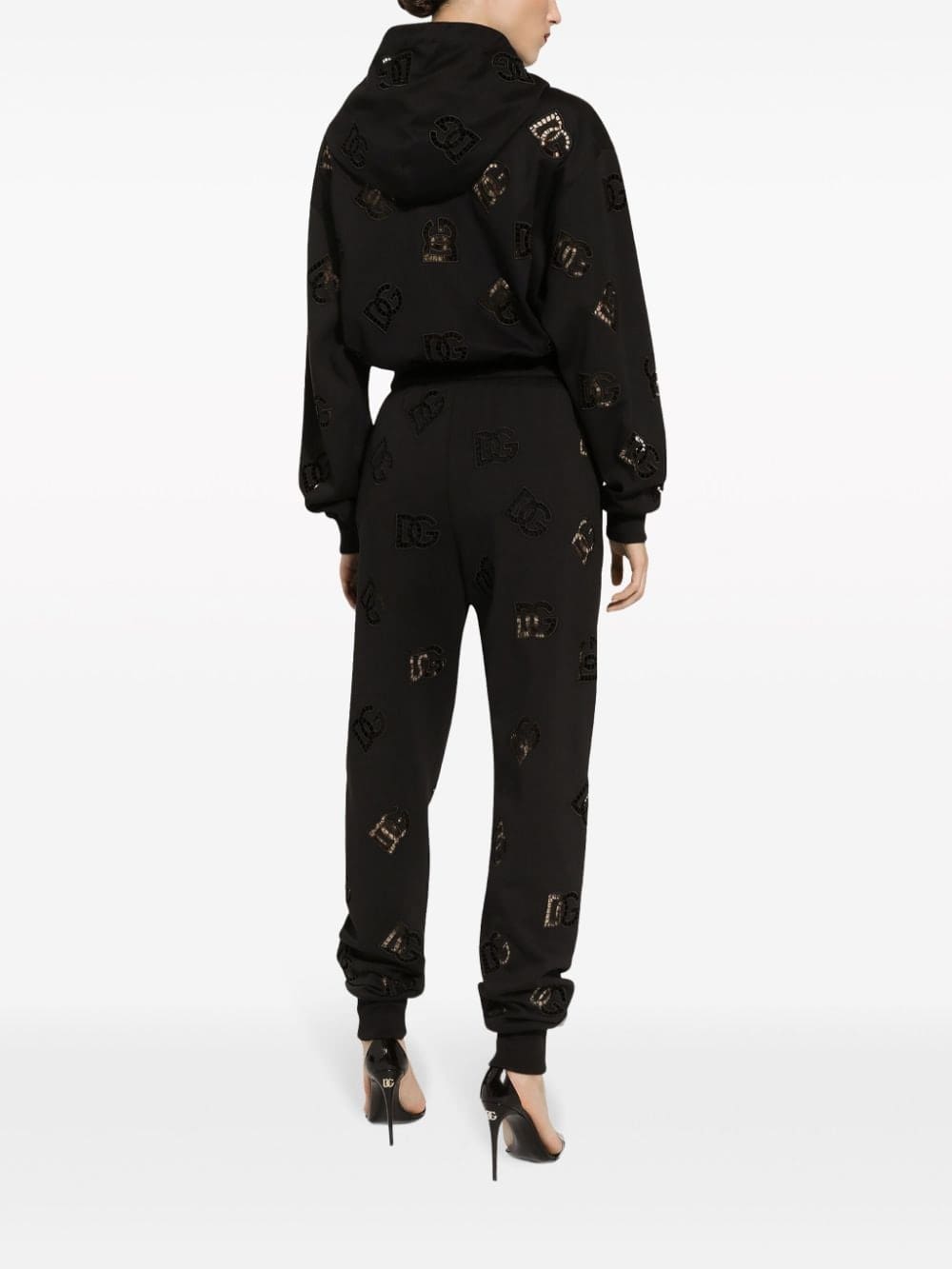 Dolce & Gabbana logo-perforated cotton-blend hoodie - Image 4