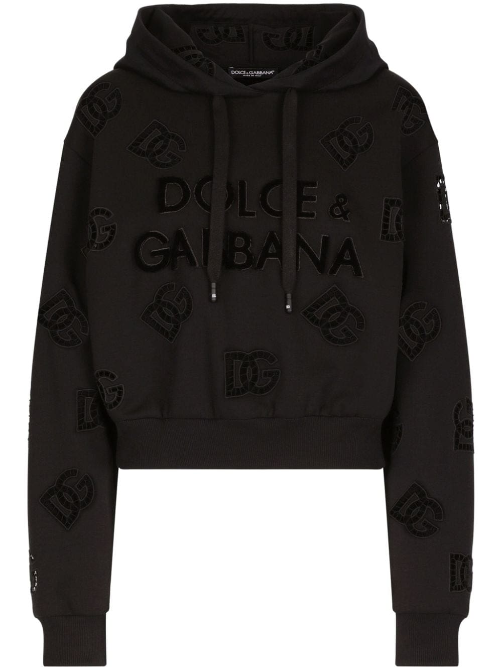 Dolce & Gabbana logo-perforated cotton-blend hoodie