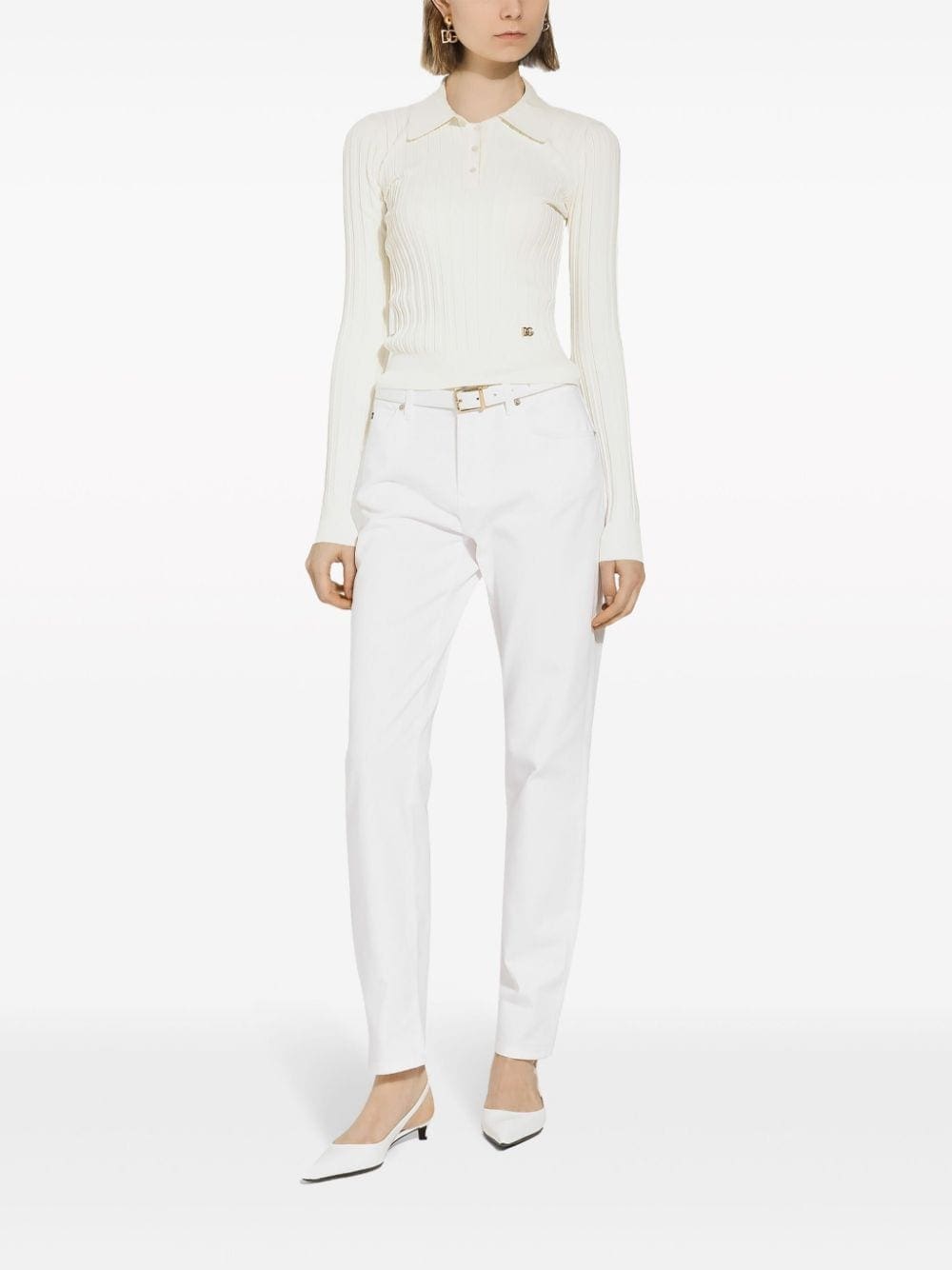 Dolce & Gabbana logo-plaque polo top - Image 2